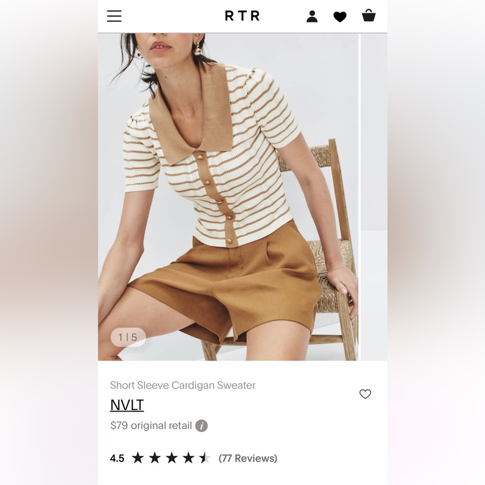 Striped Knit Top with Gold Buttons - Picture 10 of 13